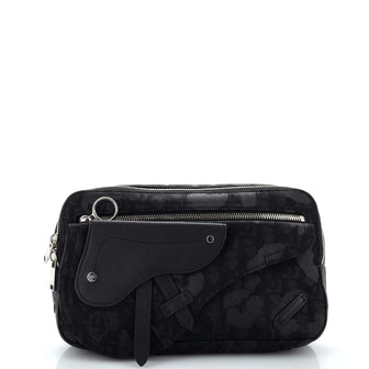 Christian Dior Saddle Sling Bag Leopard Printed Oblique Canvas with Leather