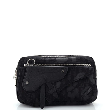 Christian Dior Saddle Sling Bag Leopard Printed Oblique Canvas with Leather
