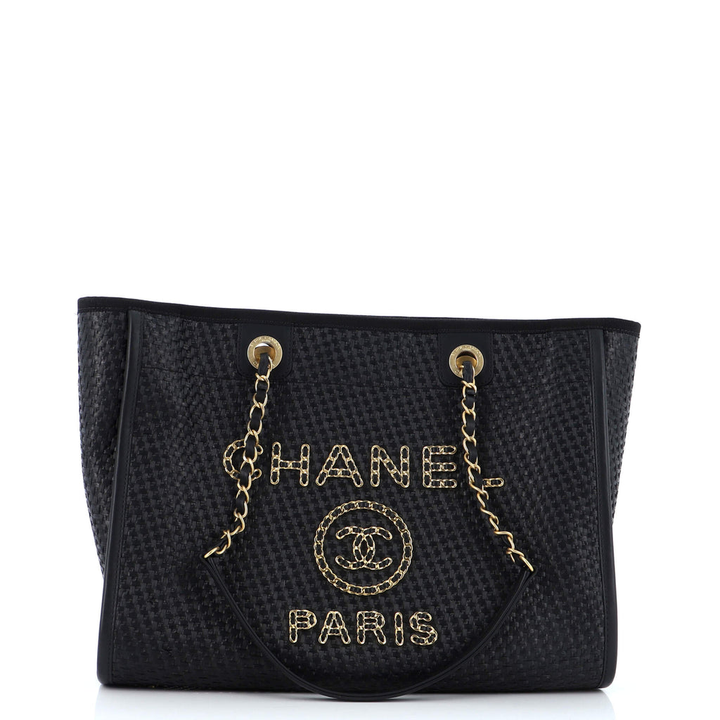 Chanel Deauville Woven Chain Leather Logo Bag Chanel Deauville