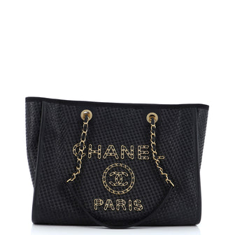 Chanel Deauville Tote Straw with Chain Detail Small