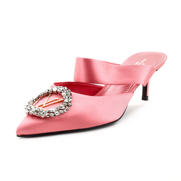 Louis Vuitton Women's Madeleine Pointed Toe Heeled Sandals Satin with Crystals