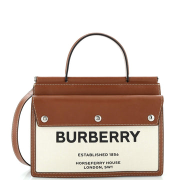 Burberry Title Pocket Bag Horseferry Print Canvas with Leather Small