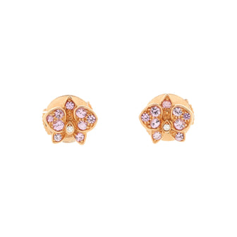 Cartier Caresse D'Orchidees Stud Earrings 18K Rose Gold with Pink Sapphires and Diamonds Small