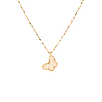 Van Cleef & Arpels Sweet Alhambra Butterfly Pendant Necklace 18K Yellow Gold and Mother of Pearl
