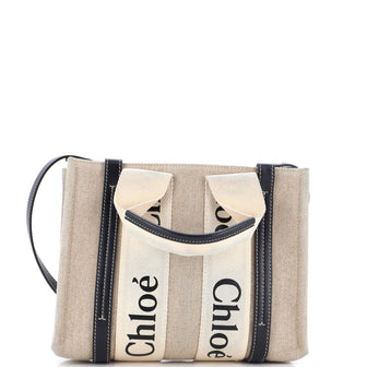 Chloe Woody Convertible Tote Canvas with Leather Small
