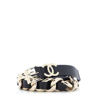 Chanel CC Woven Chain Belt Leather with Metal Medium