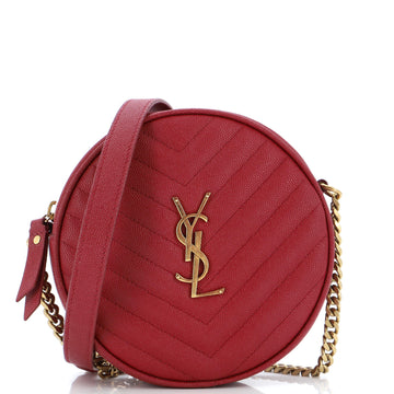 Saint Laurent Vinyle Round Camera Bag Matelasse Chevron Leather