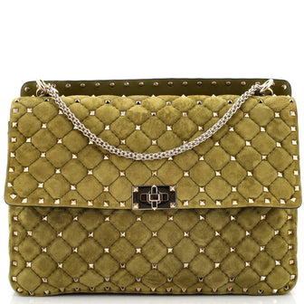Valentino Garavani Rockstud Spike Flap Bag Quilted Suede Large
