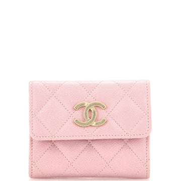 Chanel Studded CC Flap Card Holder Quilted Caviar