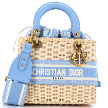 Christian Dior Lady Dior Bag Wicker and Oblique Canvas Medium