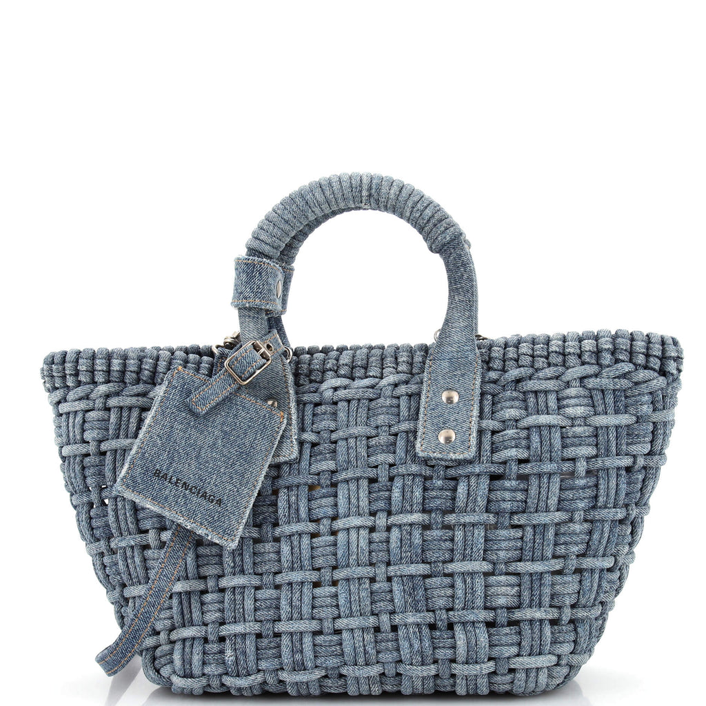 Balenciaga Bistro Panier Bag Woven Denim XS Blue 25370126 Balenciaga Bistro Panier Bag Woven Denim XS Blue 25370126