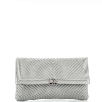 Chanel Boy Beauty CC Clutch Chevron Leather