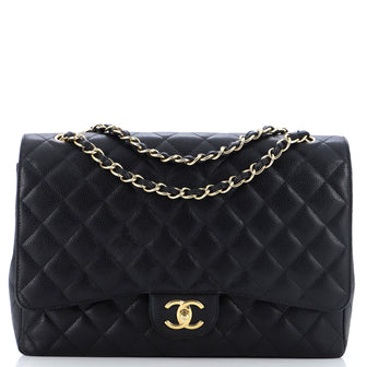 Chanel Classic Double Flap Bag Quilted Caviar Maxi