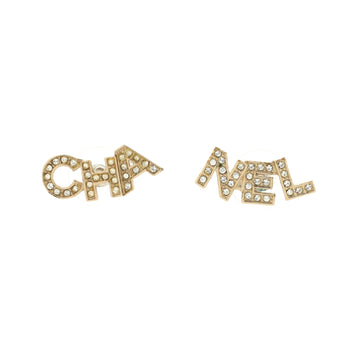 Chanel CHA-NEL Stud Earrings Metal with Crystals