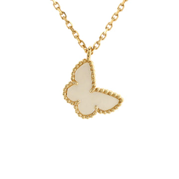 Van Cleef & Arpels Sweet Alhambra Butterfly Pendant Necklace 18K Yellow Gold and Mother of Pearl