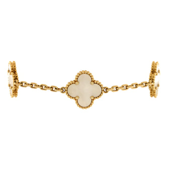 Van Cleef & Arpels Vintage Alhambra 5 Motifs Bracelet 18K Yellow Gold and Mother of Pearl