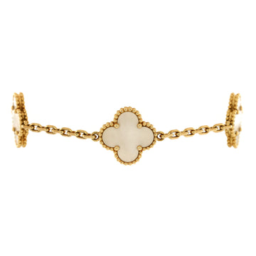 Van Cleef & Arpels Vintage Alhambra 5 Motifs Bracelet 18K Yellow Gold and Mother of Pearl
