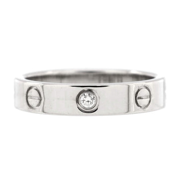Cartier Love Wedding Band 1 Diamond Ring 18K White Gold with Diamond