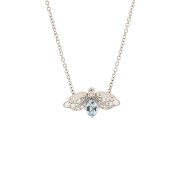Tiffany & Co. Paper Flowers Firefly Pendant Necklace Platinum with Diamonds and Aquamarine Small