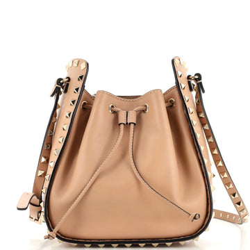Valentino Garavani Rockstud Drawstring Bucket Bag Leather Small