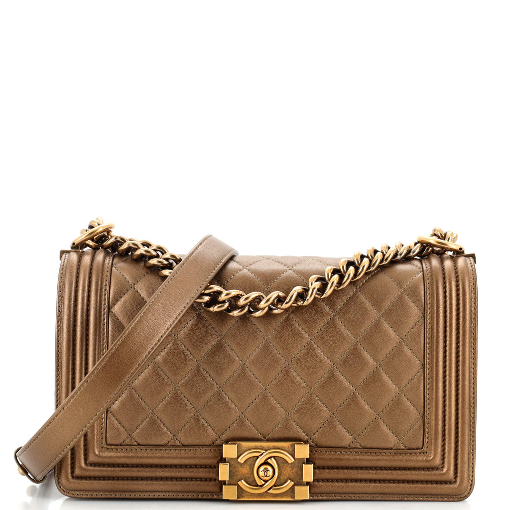 Boy Flap Bag Quilted Metallic Calfskin Old ...