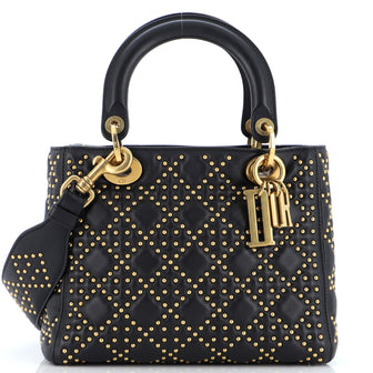 Christian Dior Supple Lady Dior Bag Cannage Studded Lambskin Medium