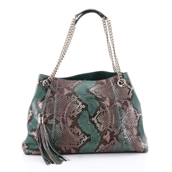 Gucci Soho Chain Strap Shoulder Bag Python Medium Green 2537601