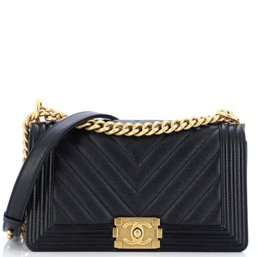 Chanel Boy Flap Bag Chevron Caviar Old Medium