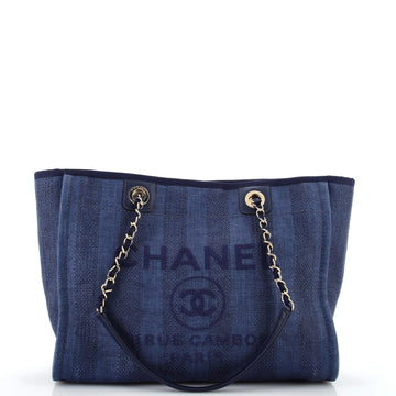 Chanel Deauville Tote Striped Mixed Fibers Small