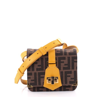Fendi Tevere Crossbody Bag Zucca Canvas with Leather Mini Brown 2538301