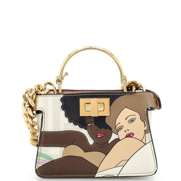 Fendi Maxi Handle Peekaboo Bag Zucca Coated Canvas with Inlay Leather Nano