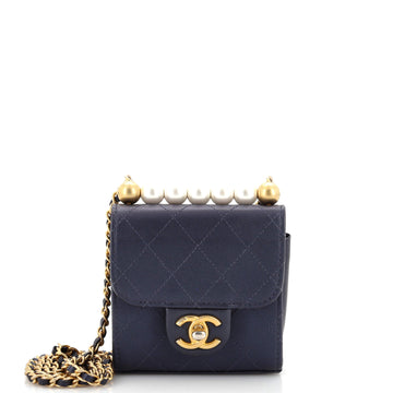 Chanel Chic Pearls Flap Clutch with Chain Quilted Goatskin Mini