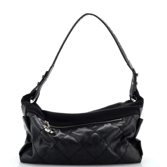 Chanel Biarritz Hobo Quilted Coated Canvas Large