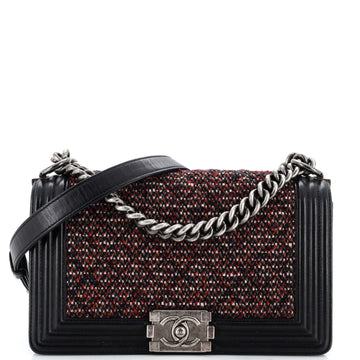 Chanel Boy Flap Bag Quilted Tweed Old Medium