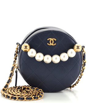 Chanel Chic Pearls Round Clutch with Chain Quilted Lambskin