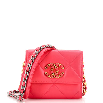 Chanel 19 Card Holder on Chain Quilted Leather