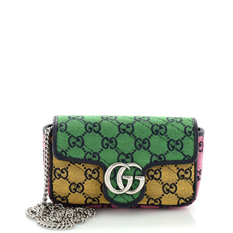 Gucci GG Marmont Flap Bag Diagonal Quilted GG Canvas Super Mini
