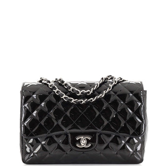 Chanel Classic Single Flap Bag Quilted Patent Jumbo