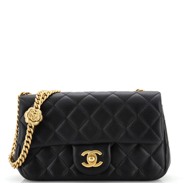 Chanel Sweet Camellia Adjustable Chain Flap Bag Quilted Lambskin Mini