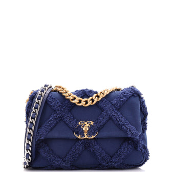 Chanel 19 Flap Bag Fringe Quilted Cotton Canvas Medium