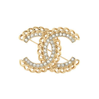 Chanel Vintage Allure Chain CC Brooch Metal with Crystals