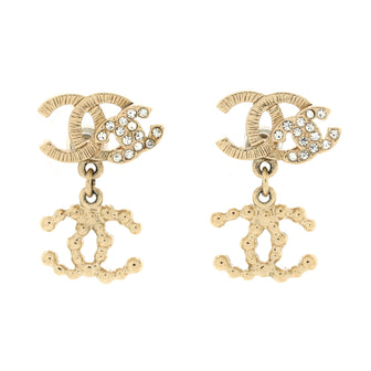 Chanel Triple CC Drop Earrings Metal with Crystals