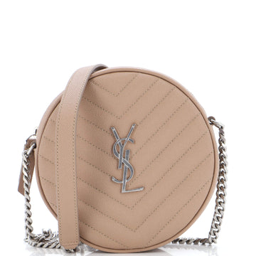 Saint Laurent Vinyle Round Camera Bag Matelasse Chevron Leather