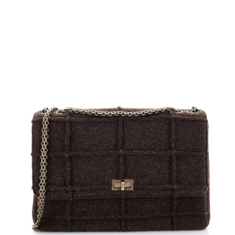 Chanel Chocolate Bar Mademoiselle Flap Bag Quilted Wool Jumbo