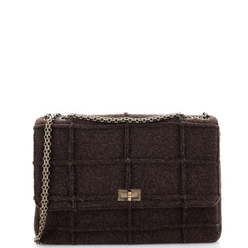 Chanel Chocolate Bar Mademoiselle Flap Bag Quilted Wool Jumbo