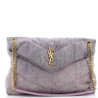 Saint Laurent Loulou Puffer Shoulder Bag Quilted Vintage Denim Medium