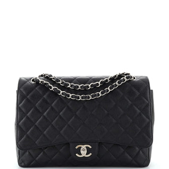 Chanel Classic Double Flap Bag Quilted Caviar Maxi