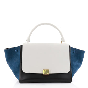 Celine Tricolor Trapeze Handbag Leather Medium Black 2540401