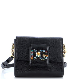 Dolce & Gabbana Millennials Shoulder Bag Embellished Lizard Embossed Leather Mini