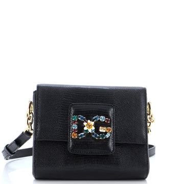 Dolce & Gabbana Millennials Shoulder Bag Embellished Lizard Embossed Leather Mini